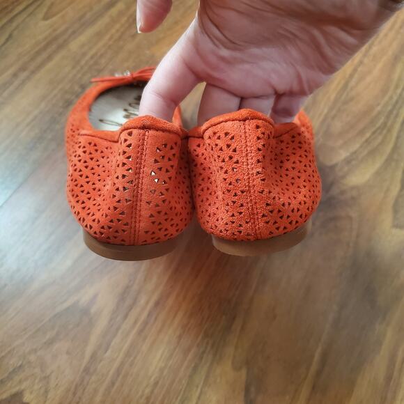 Sam Edelman Felicia Coral Red Laser Cut Out Ballet Flats Women's Size 6 - Picture 15 of 16